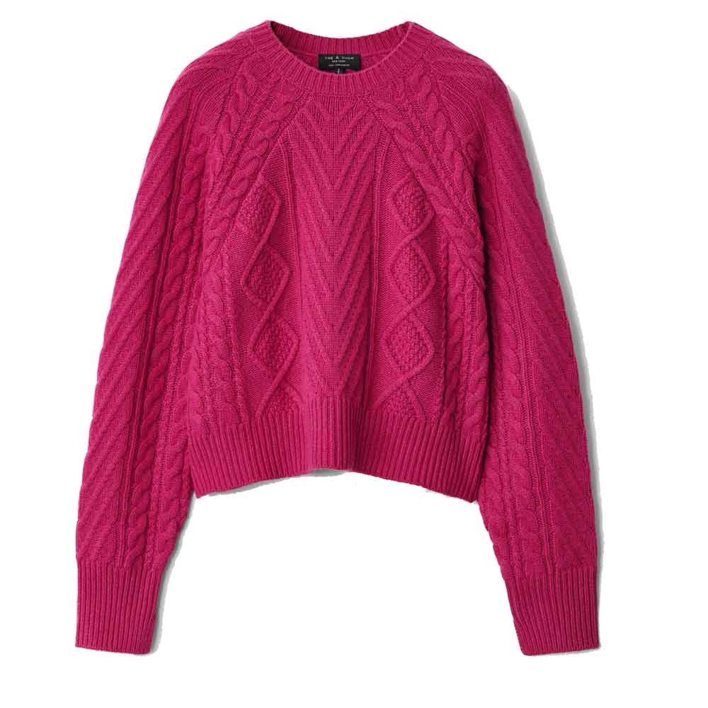 NWT Rag & Bone Pierce Cashmere Cable Sweater in Plum Size Extra Large